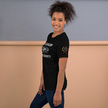 Load image into Gallery viewer, Black Dragon Fighting Society Kumite with arm patches Unisex t-shirt in Choice of colors.
