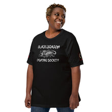 Load image into Gallery viewer, Black Dragon Fighting Society Kumite with arm patches Unisex t-shirt in Choice of colors.
