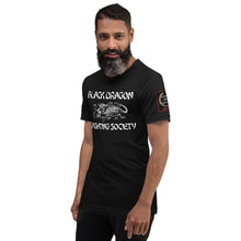 Load image into Gallery viewer, Black Dragon Fighting Society Kumite with arm patches Unisex t-shirt in Choice of colors.
