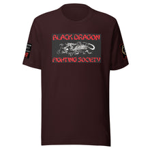 Load image into Gallery viewer, Black Dragon Fighting Society in white in Red &amp; White, Kumite Unisex t-shirt
