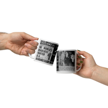 Load image into Gallery viewer, Deadliest Mn Alive is a Hair Dresser News  Headline Count Dante Walking his Lion &amp; Portrait  White glossy mug
